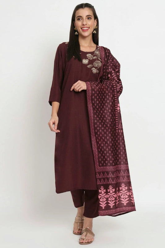 Brown Magic Cotton Stitched Salwar Suit NCSS11111909
