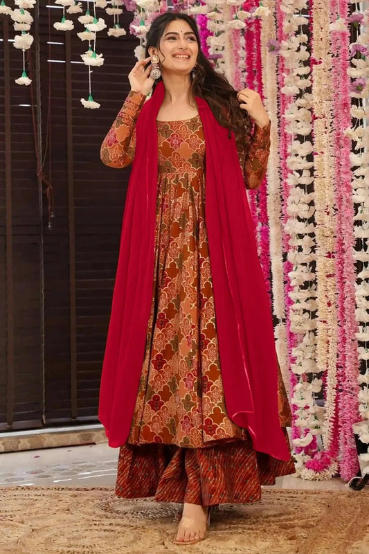 Brown Muslin Stitched Salwar Suit NCSS11111981