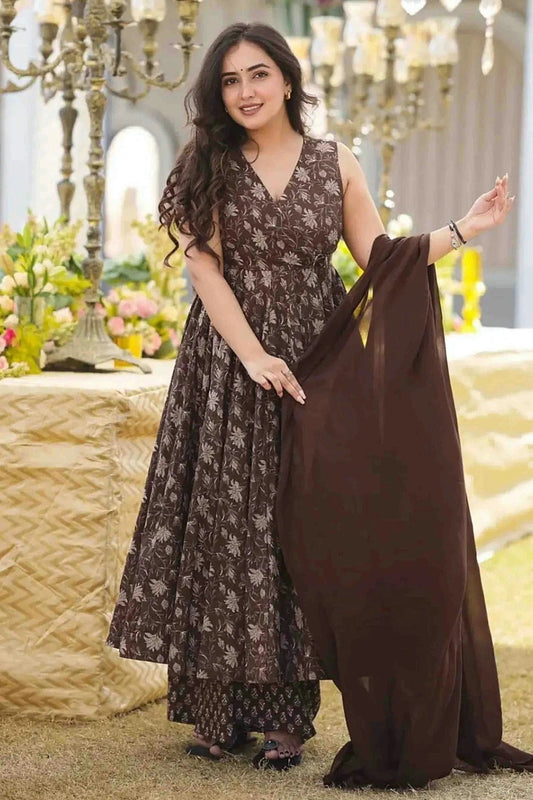 Brown Muslin Stitched Suit NCSS11110642