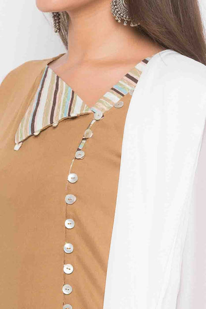 Brown Plus Size Stitched Cotton Embroidery Palazzo Pant Suit NCSS10710583