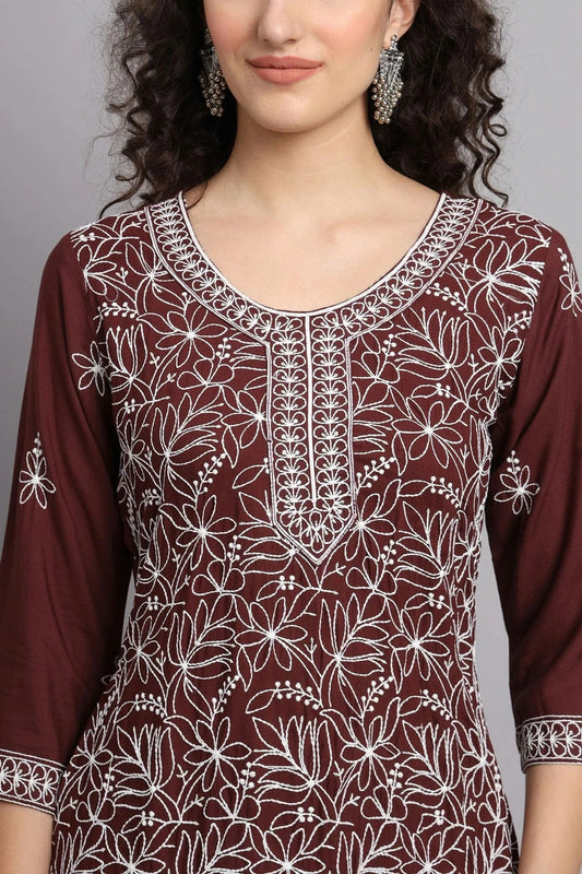 Brown Rayon Kurti NCKR11112138
