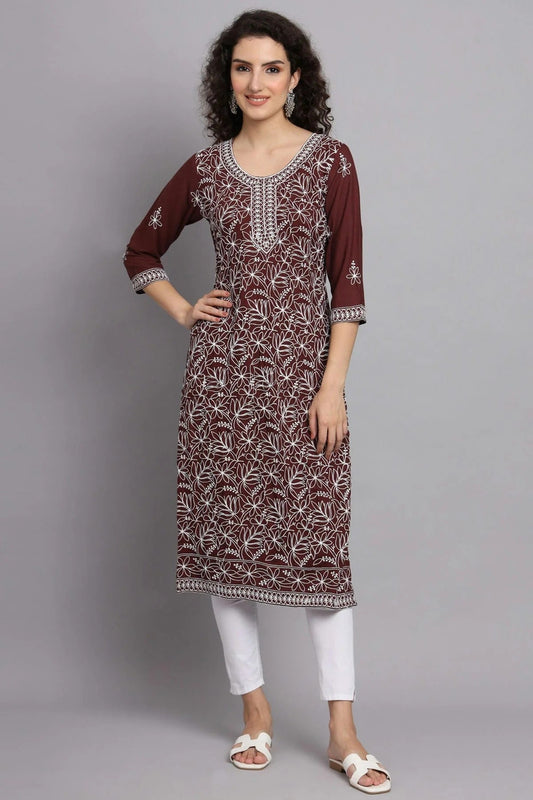 Brown Rayon Kurti NCKR11112138