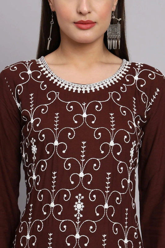 Brown Rayon Kurti NCKR11112146
