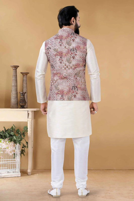 Brown Silk Kurta PajamaWith Jacket  NCKP11310155