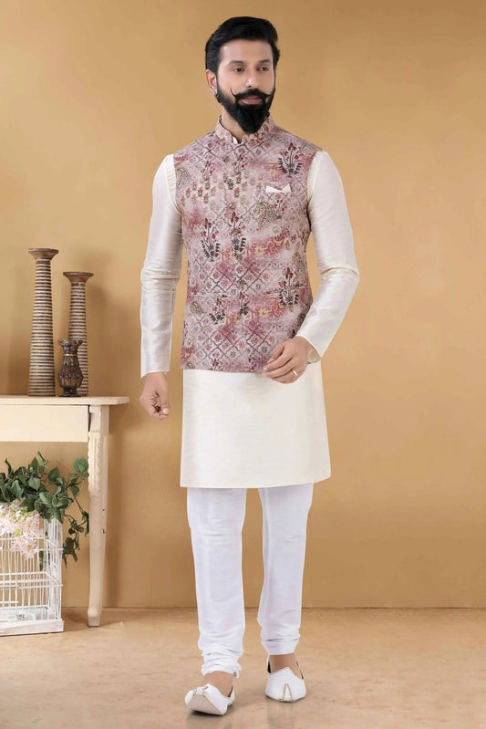 Brown Silk Kurta PajamaWith Jacket NCKP11310155