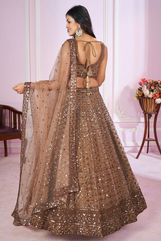 Brown Soft Net Lehenga Choli NCLC10110119