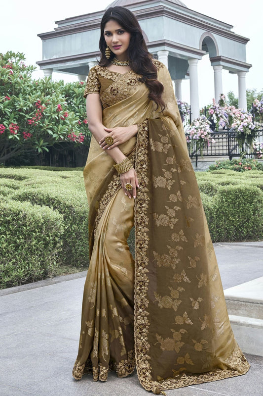 Brown Tissue Silk Designer Saree NCSD11112200