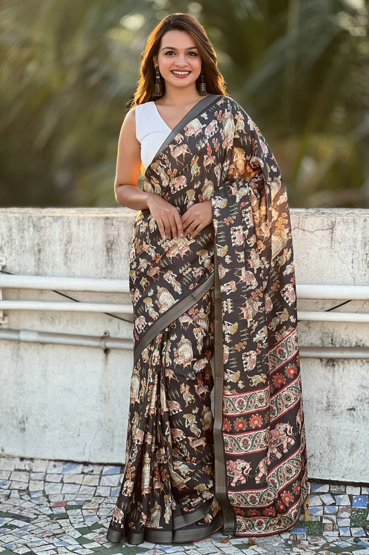 Brown Tussar Silk Traditional Saree NCSD11111649