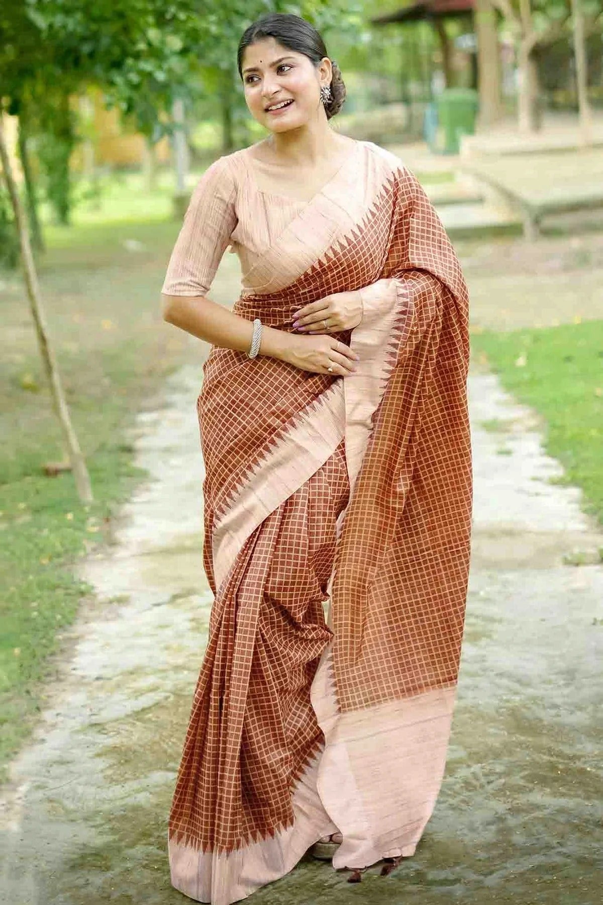 Brown Tussar Silk Traditional Saree NCSD12610122
