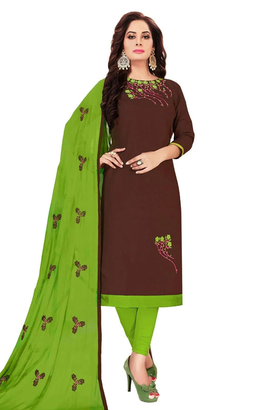 Brown Unstitched Glass Cotton Churidar Suit NCUS11610282