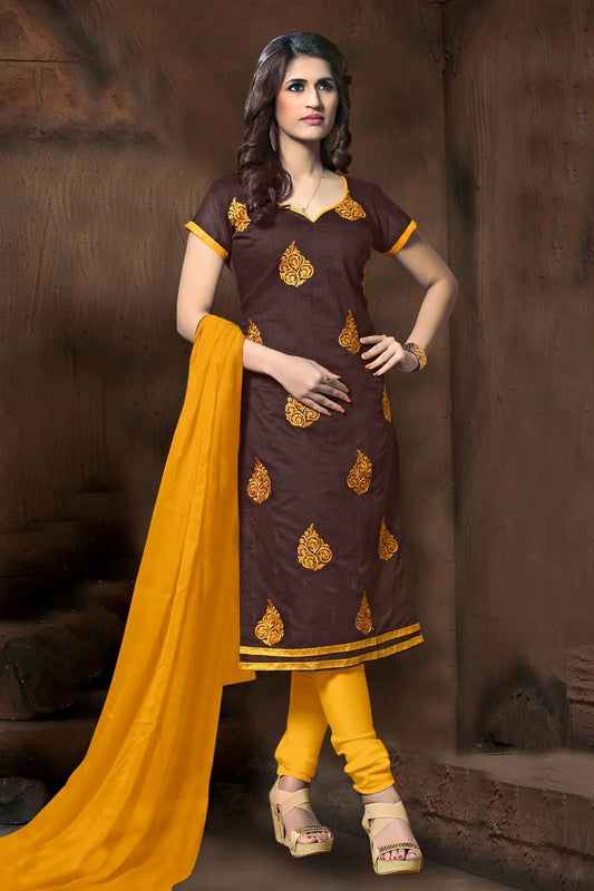 Brown Unstitched Modal Cotton Churidar Suit NCUS11610198