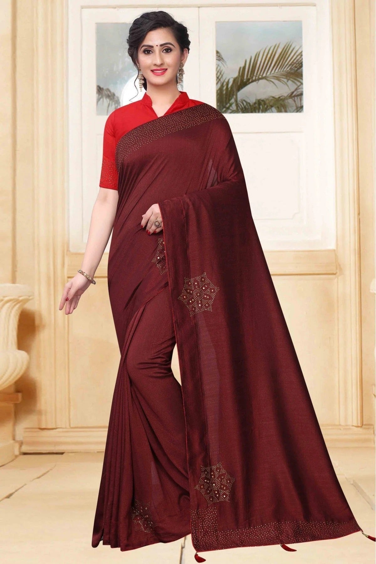 Brown Vichitra Silk Designer Saree NCSD11210700