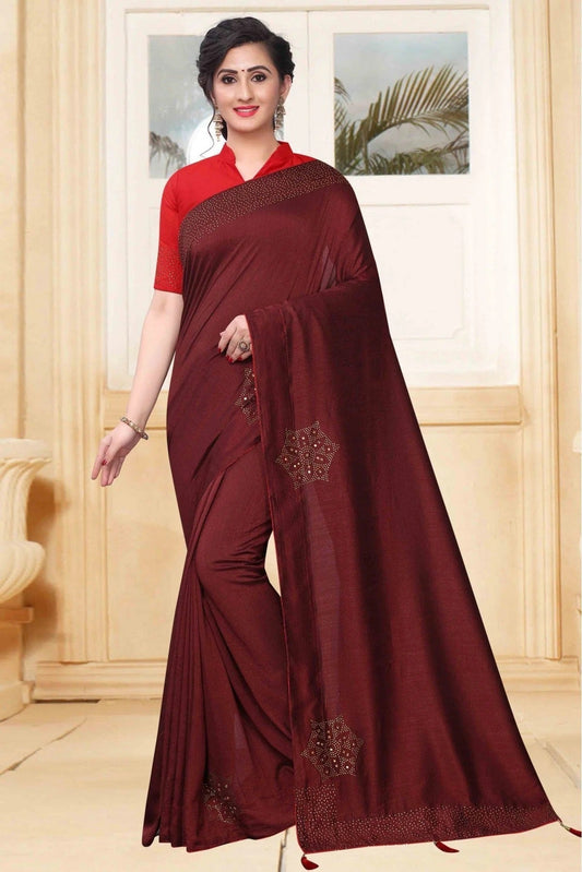 Brown Vichitra Silk Designer Saree NCSD11210700