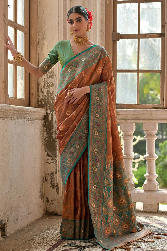 Brown Woven Banarasi Silk Saree NCSD12610185