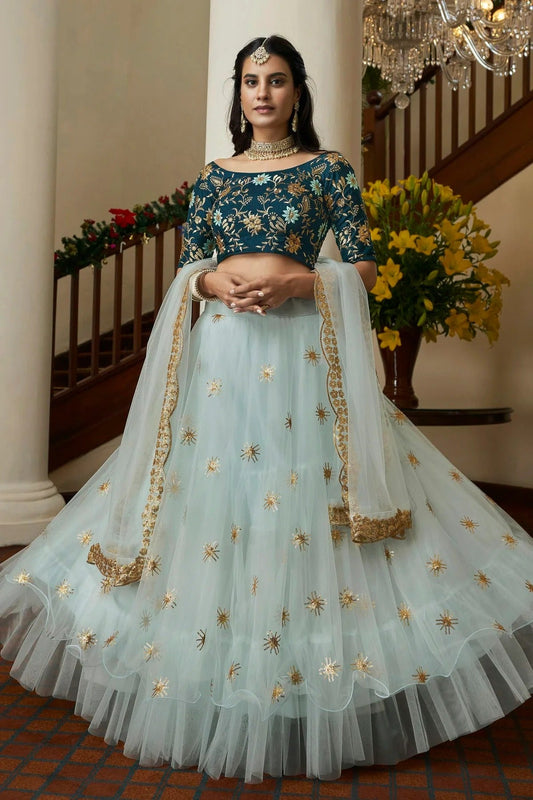 Butterfly Net Designer Lehenga CholiIn Sky Blue NCLC12710140