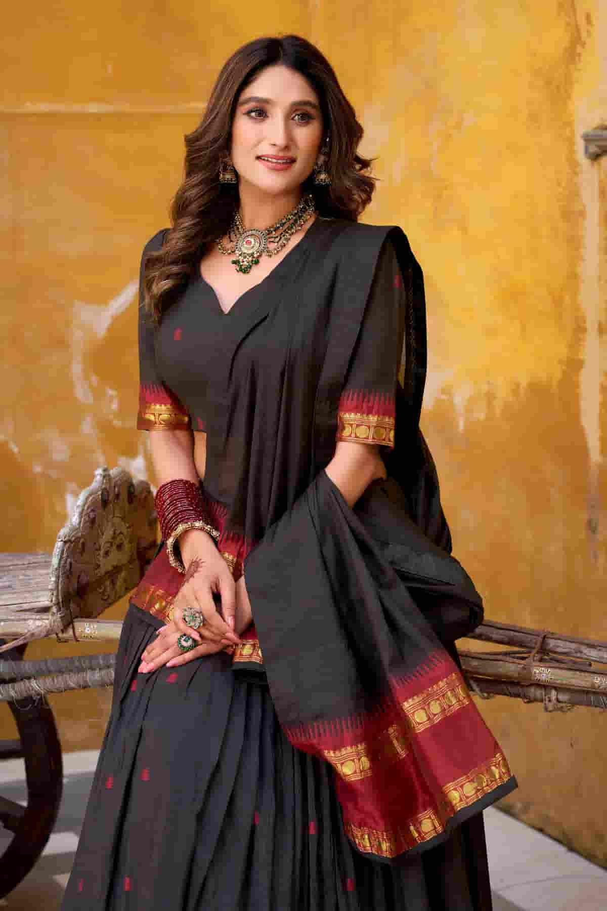 Chanderi Silk Zari Woven Work Lehenga Choli In Black Colour NCLD1300046