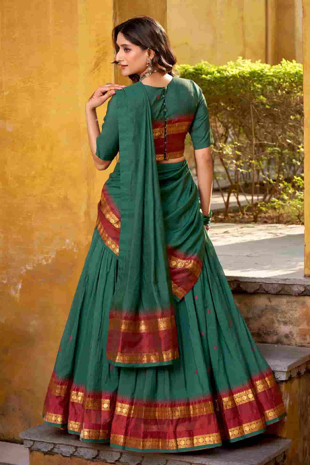 Chanderi Silk Zari Woven Work Lehenga Choli In Green Colour NCLD1300047