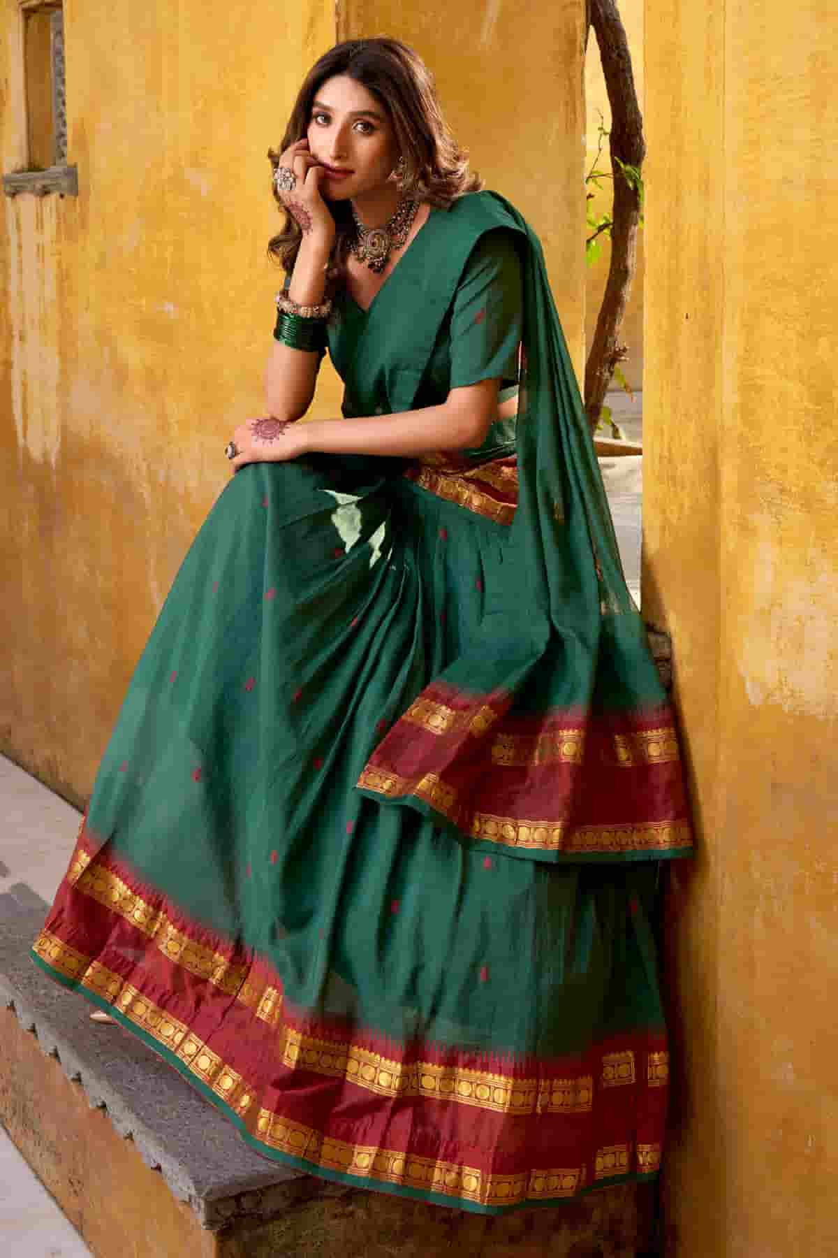 Chanderi Silk Zari Woven Work Lehenga Choli In Green Colour NCLD1300047