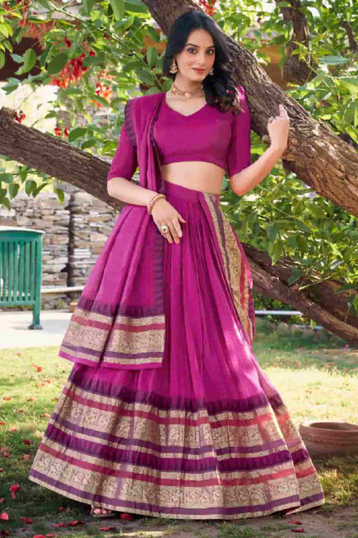 Chanderi Silk Zari Woven Work Lehenga Choli In Pink Colour NCLD1300050