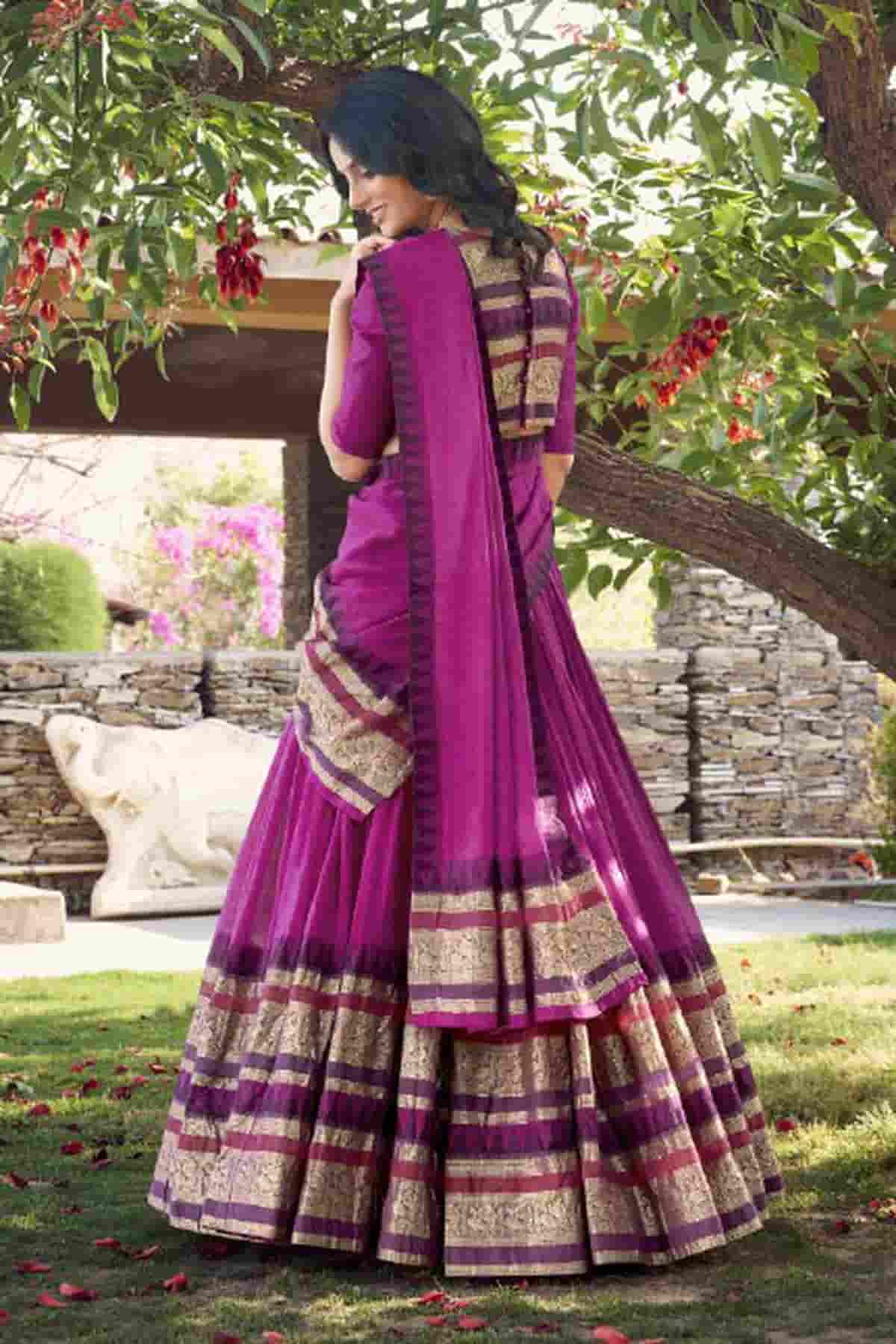 Chanderi Silk Zari Woven Work Lehenga Choli In Pink Colour NCLD1300050