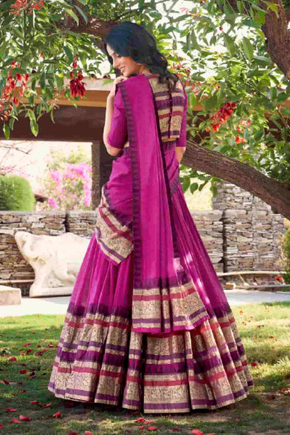 Chanderi Silk Zari Woven Work Lehenga Choli In Pink Colour NCLD1300050