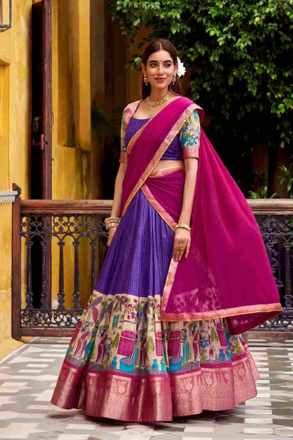 Chanderi Silk Zari Woven Work Lehenga Choli In Purple Colour NCLD1300074