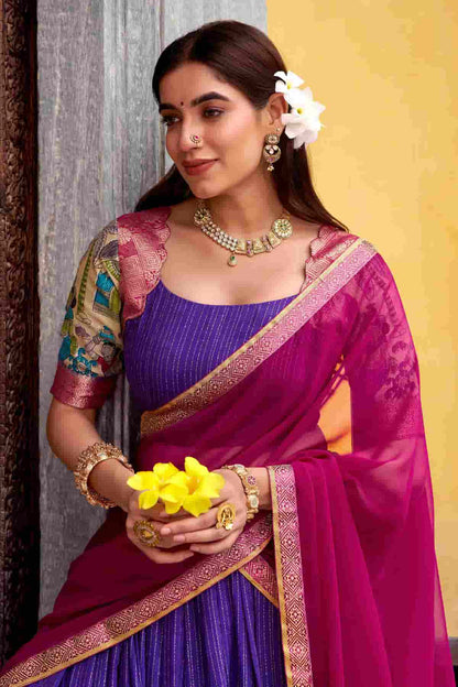 Chanderi Silk Zari Woven Work Lehenga Choli In Purple Colour NCLD1300074