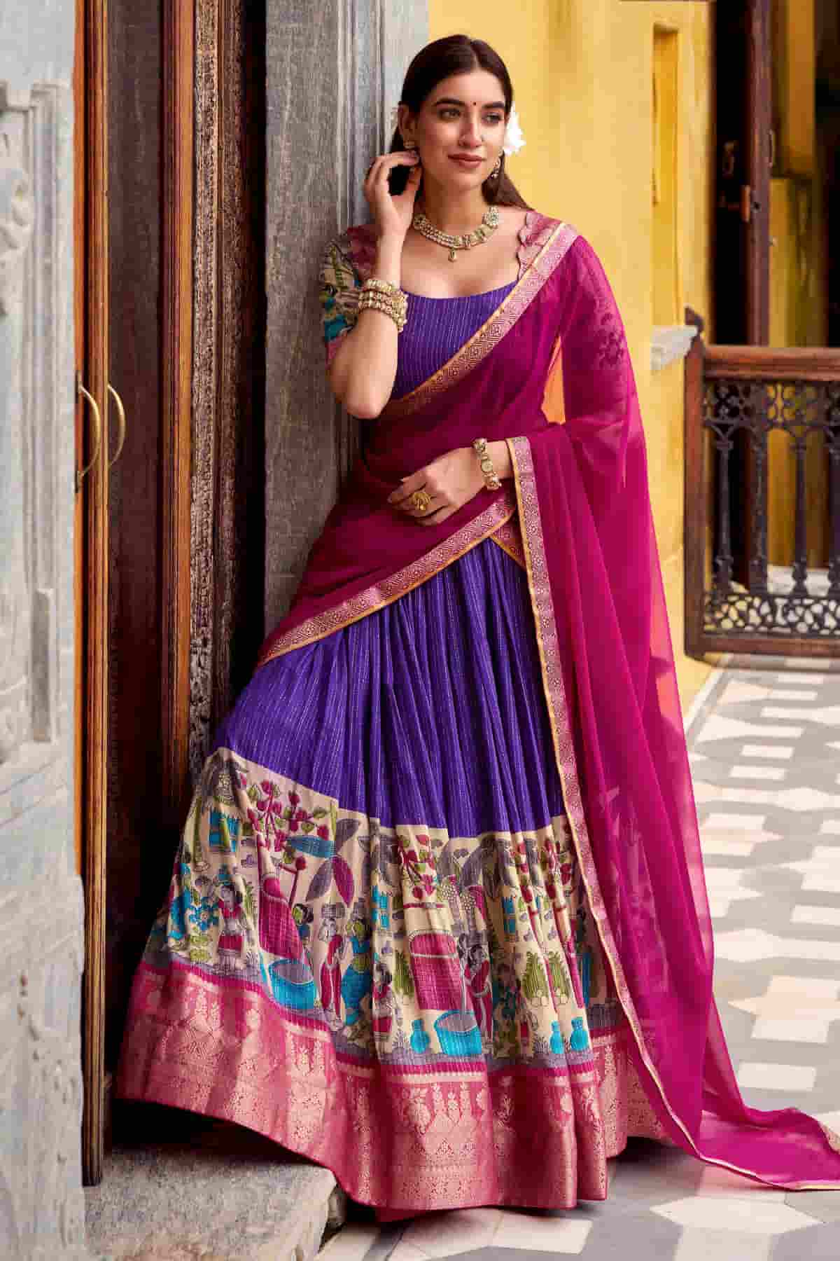 Chanderi Silk Zari Woven Work Lehenga Choli In Purple Colour NCLD1300074