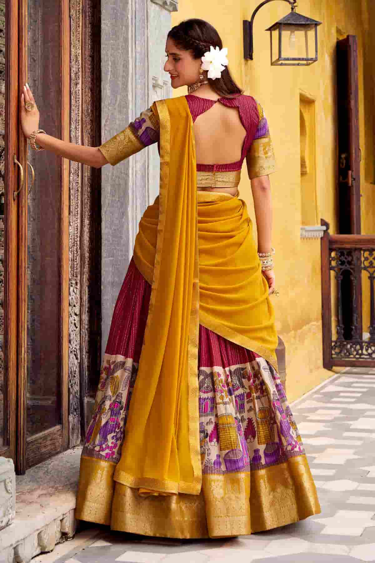 Chanderi Silk Zari Woven Work Lehenga Choli In Red Colour NCLD1300075