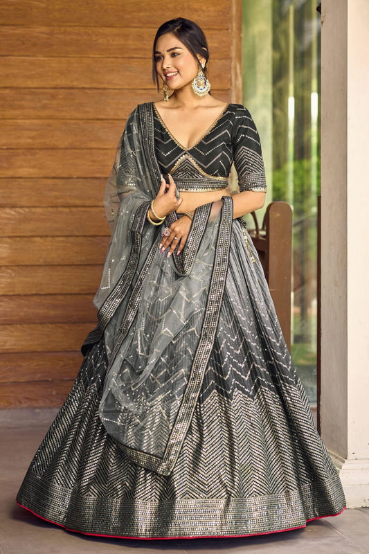 Chinon Embroidery A Line Lehenga Choli NCLC10110172