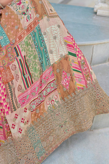 Chinon Silk Lehenga Choli In Beige Colour LC10110149