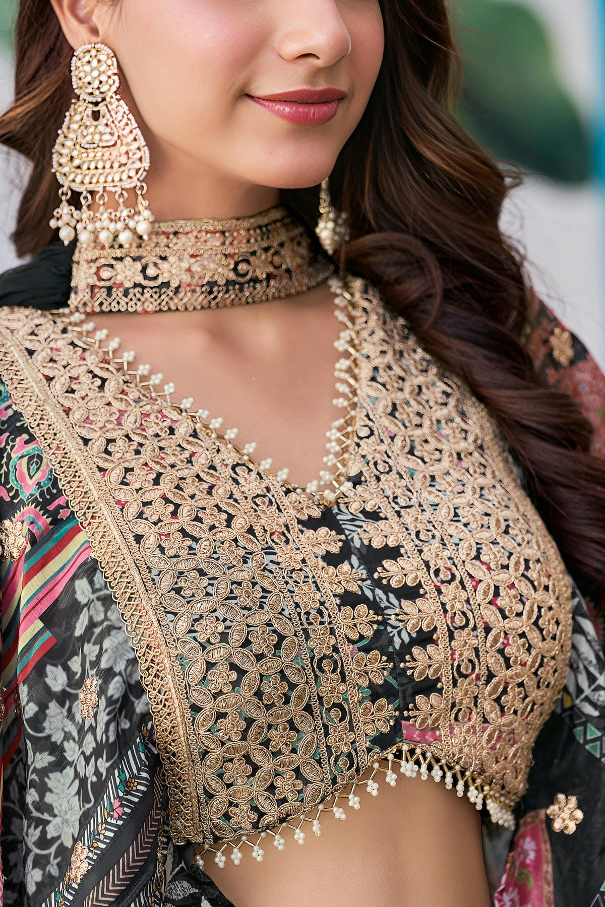 Chinon Silk Lehenga Choli In Black Colour LC10110150