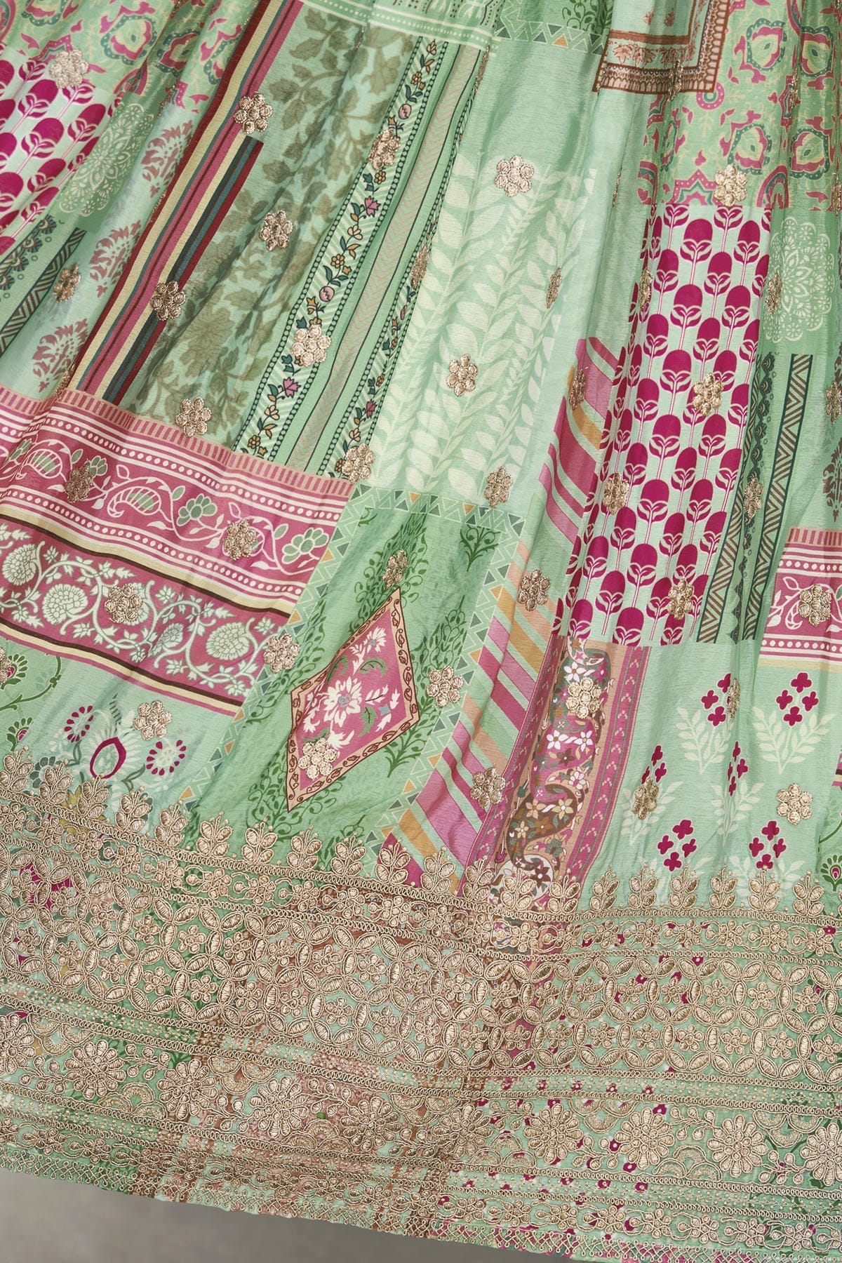 Chinon Silk Lehenga Choli In Green Colour LC10110151