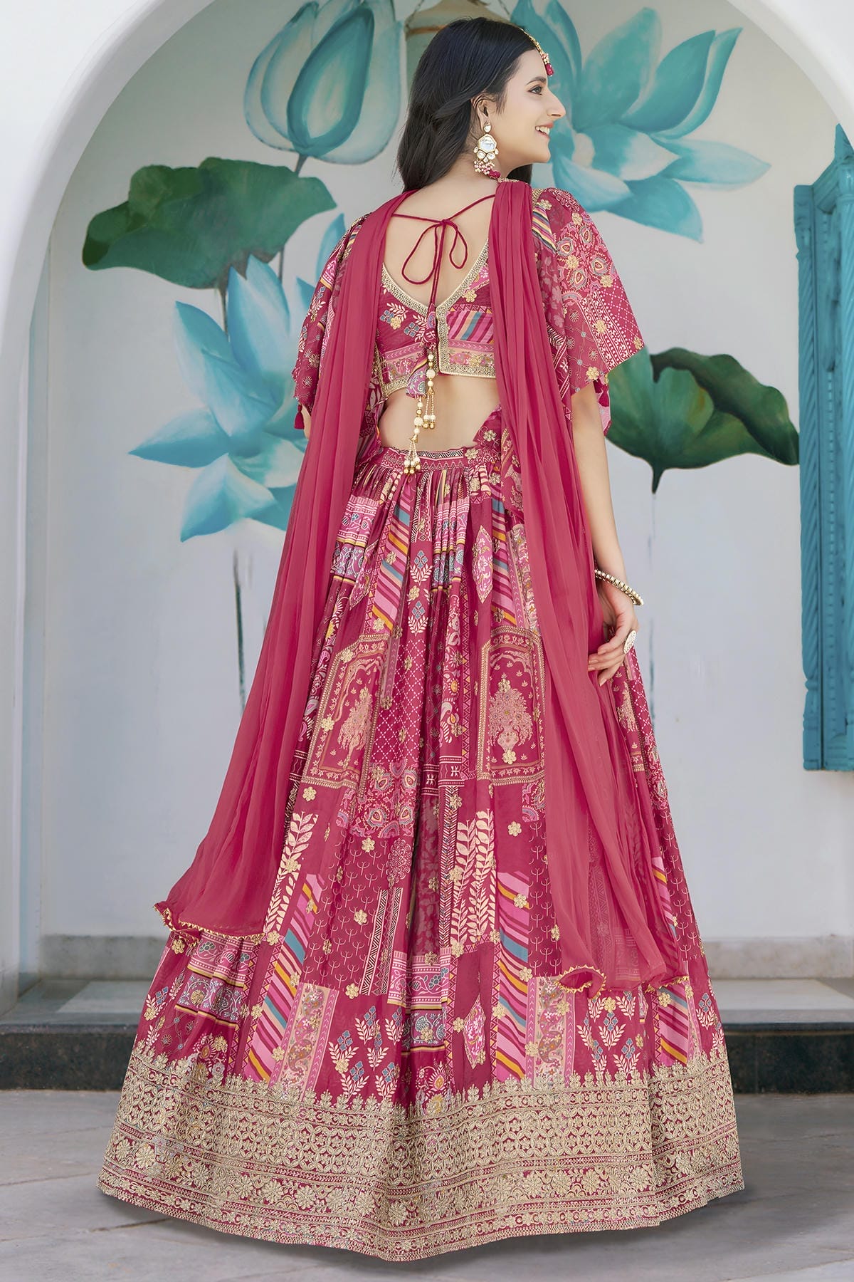 Chinon Silk Lehenga Choli In Pink Colour LC10110152