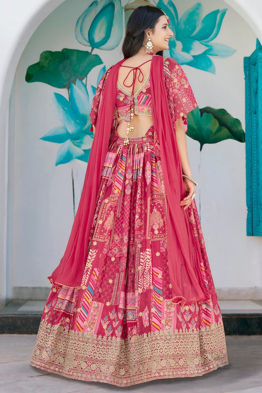 Chinon Silk Lehenga Choli In Pink Colour LC10110152