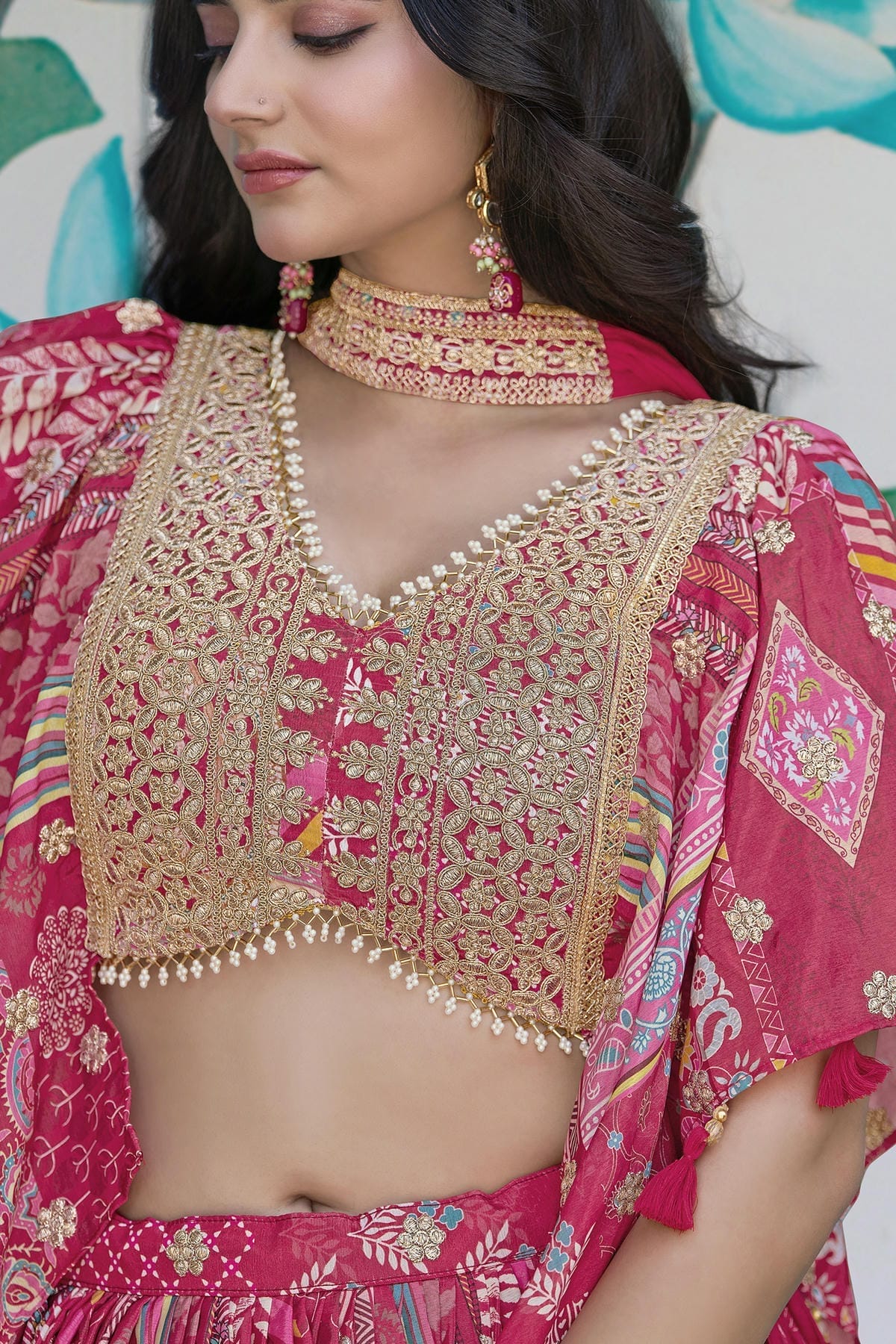 Chinon Silk Lehenga Choli In Pink Colour LC10110152