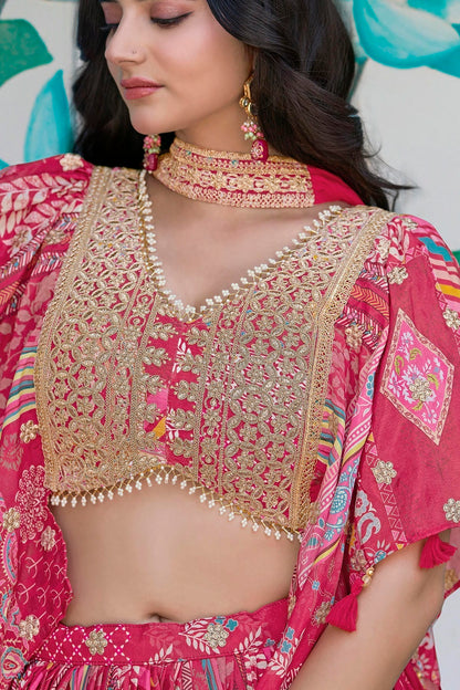 Chinon Silk Lehenga Choli In Pink Colour LC10110152