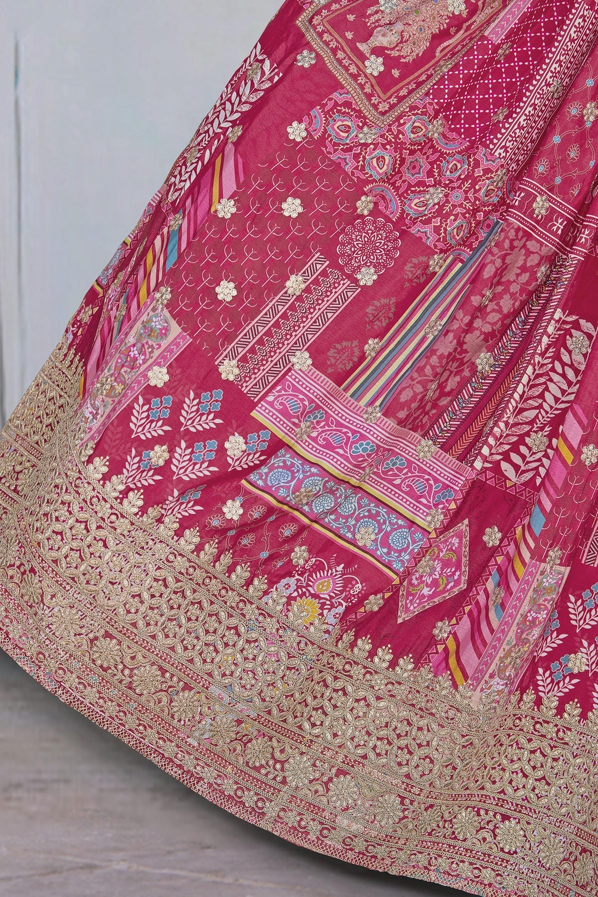 Chinon Silk Lehenga Choli In Pink Colour LC10110152