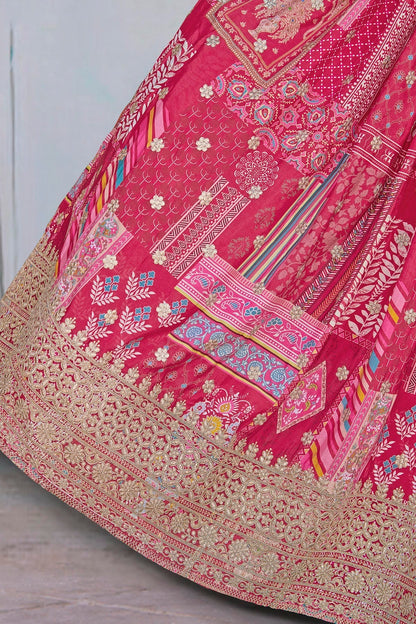 Chinon Silk Lehenga Choli In Pink Colour LC10110152