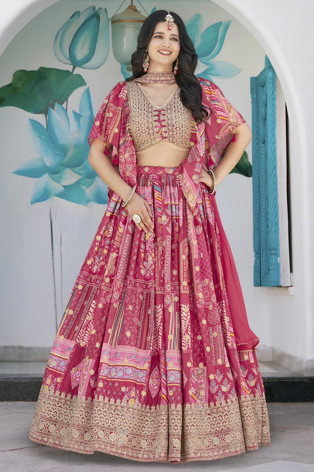 Chinon Silk Lehenga Choli In Pink Colour LC10110152