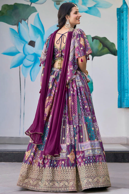Chinon Silk Lehenga Choli In Purple Colour LC10110153
