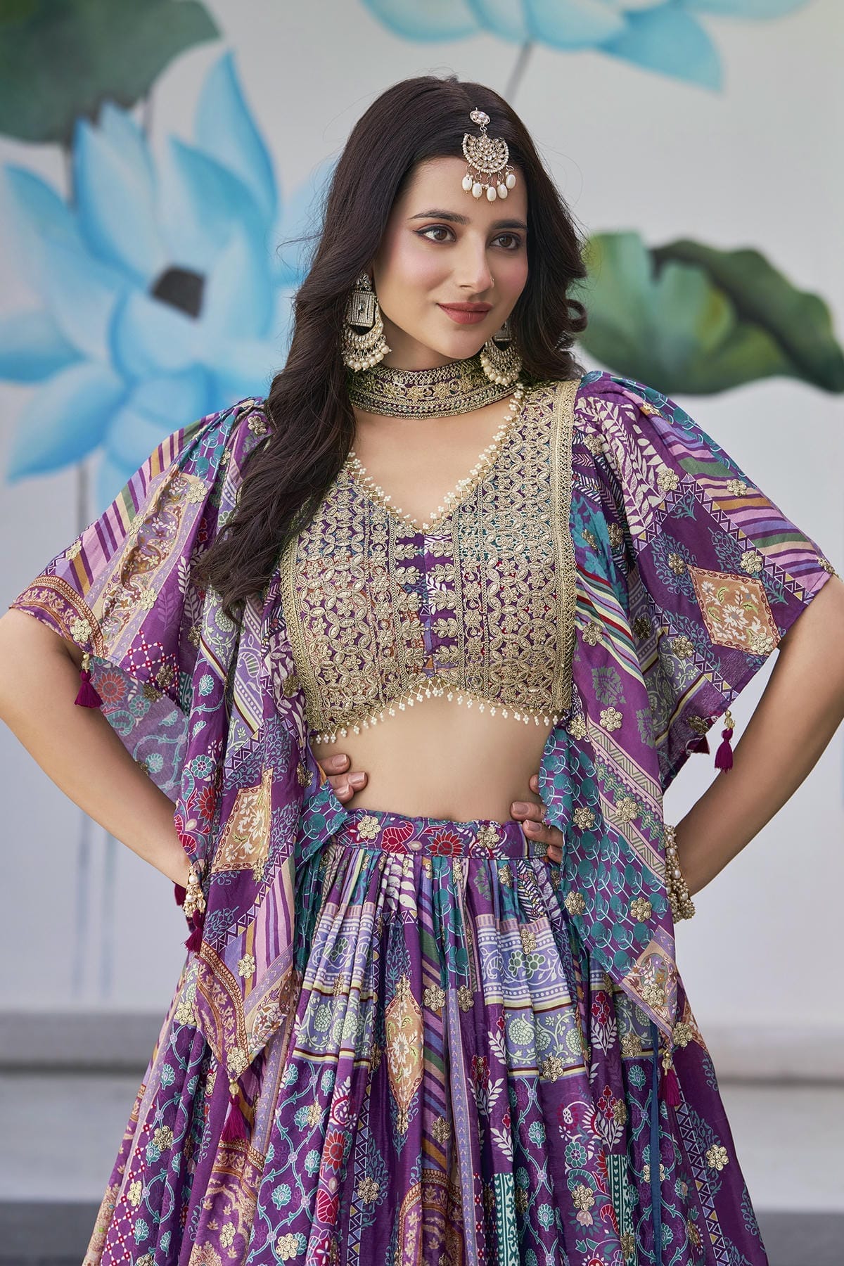 Chinon Silk Lehenga Choli In Purple Colour LC10110153