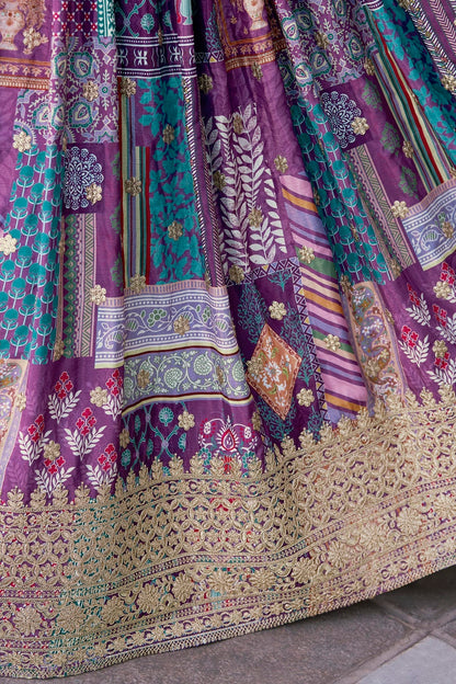 Chinon Silk Lehenga Choli In Purple Colour LC10110153