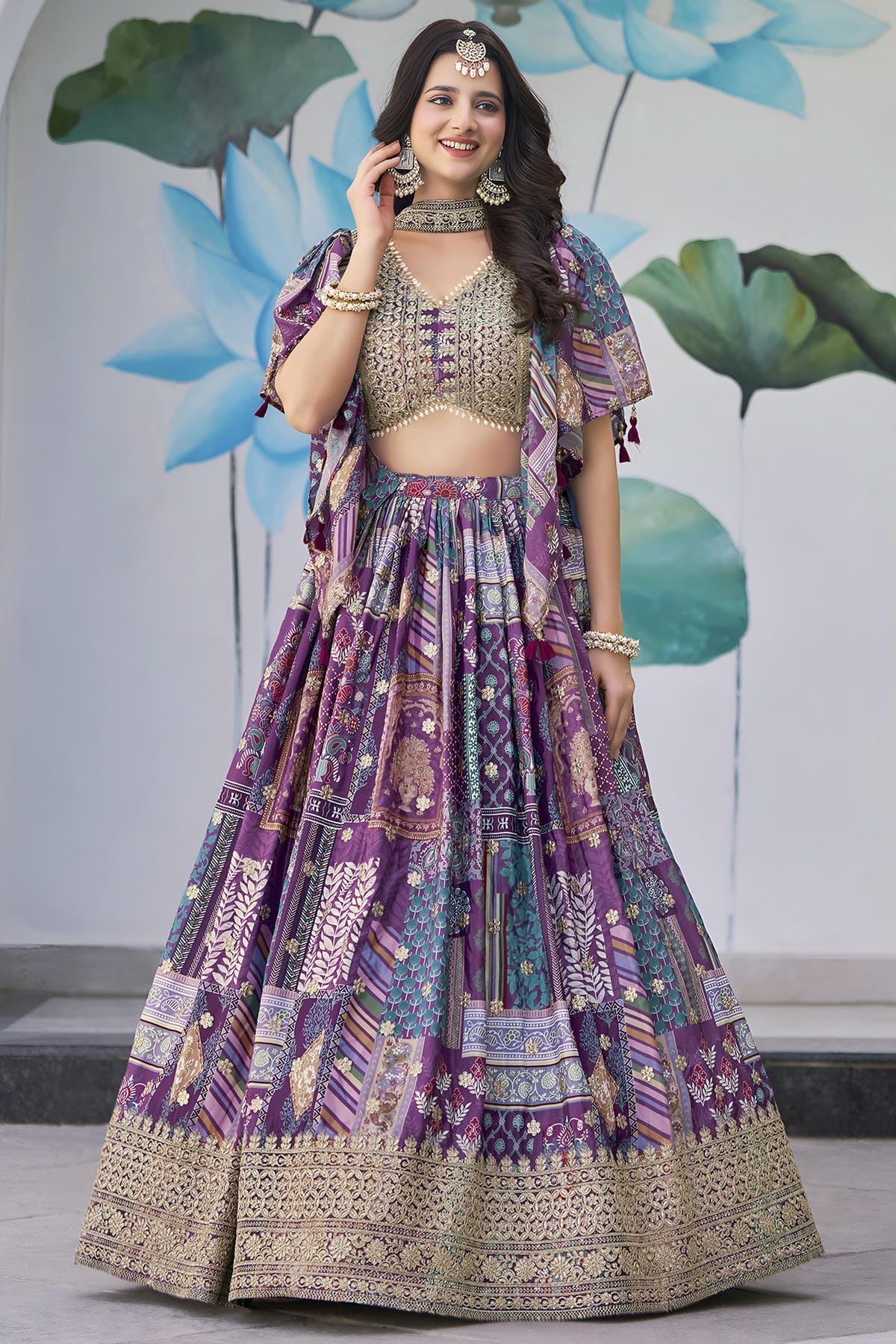 Chinon Silk Lehenga Choli In Purple Colour LC10110153