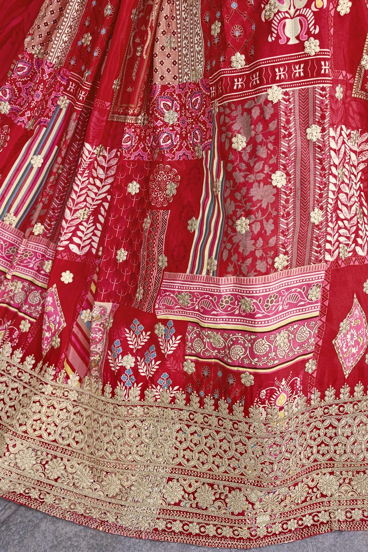 Chinon Silk Lehenga Choli In Red Colour LC10110154