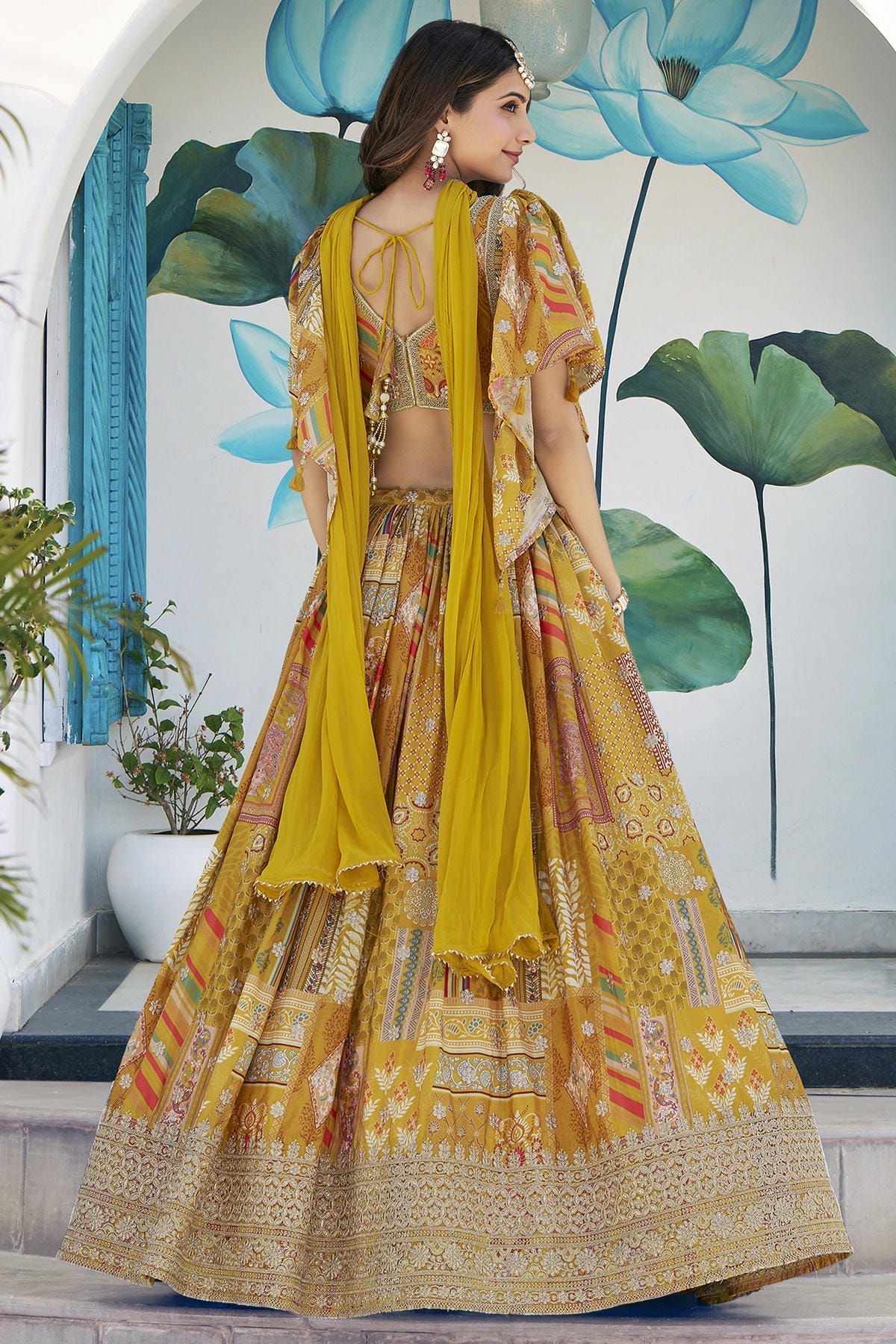 Chinon Silk Lehenga Choli In Yellow Colour LC10110156