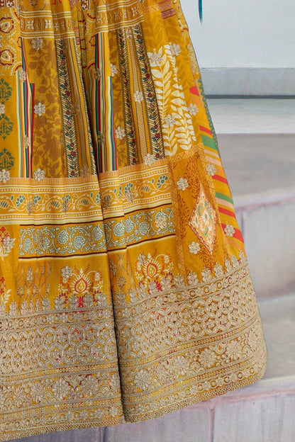 Chinon Silk Lehenga Choli In Yellow Colour LC10110156