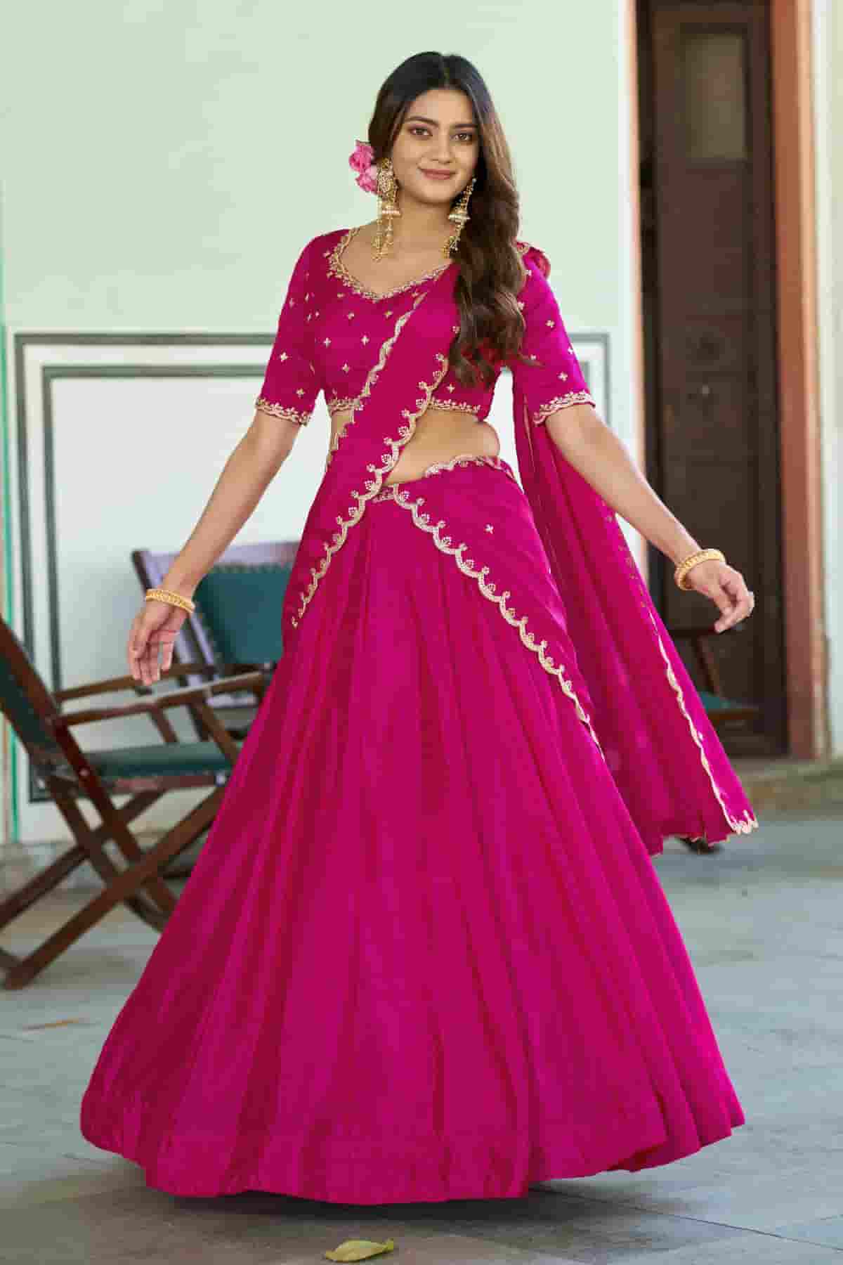 Chinon Thread Sequins Work Lehenga Choli In Pink Colour NCLD1300038