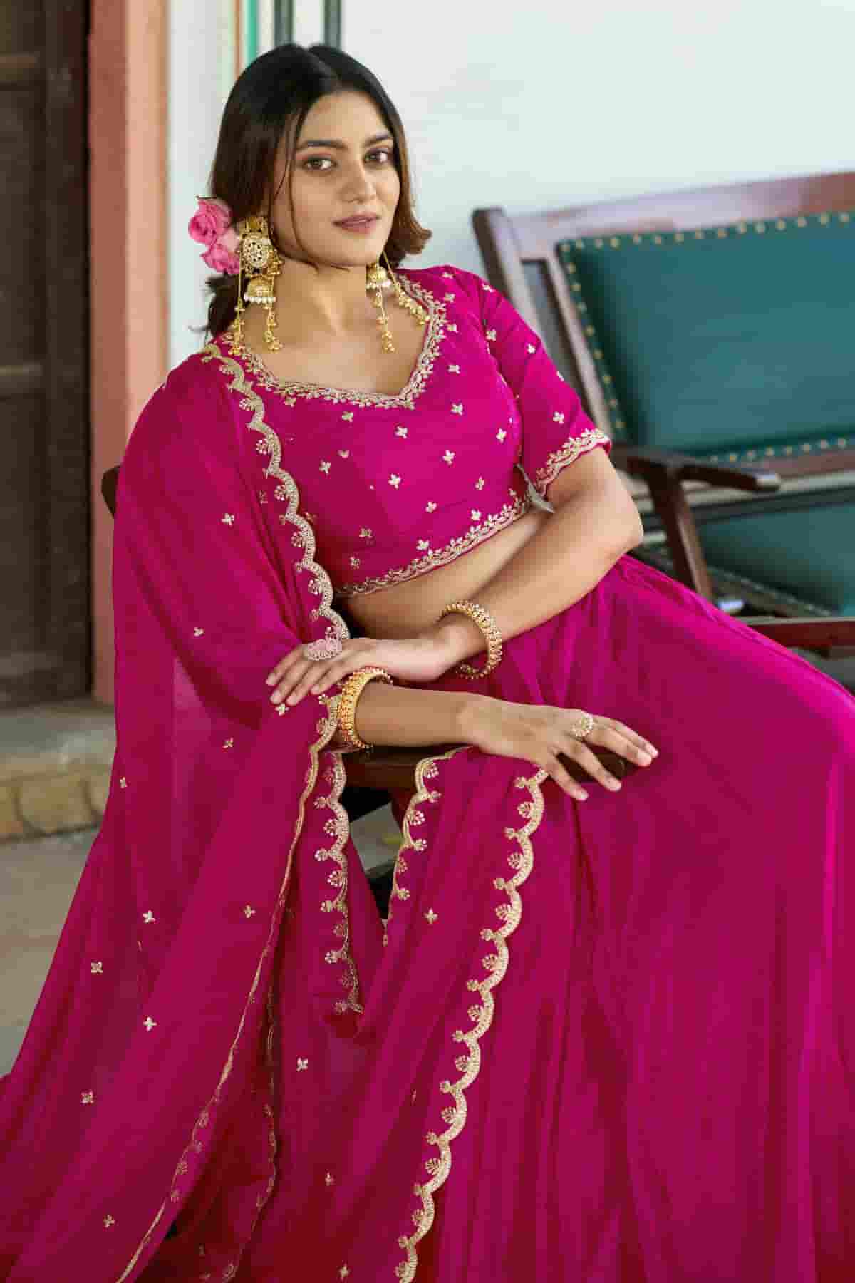 Chinon Thread Sequins Work Lehenga Choli In Pink Colour NCLD1300038