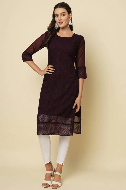 Coffee Georgette Kurti NCKR11112084
